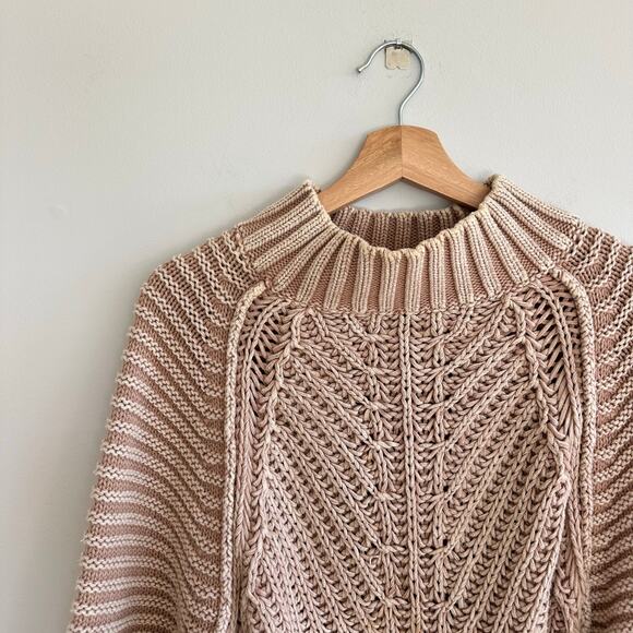 Free People Sweetheart Knit Mock Neck Pullover Sweater Brown M - Picture 4 of 9